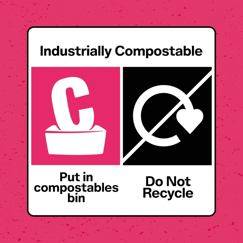 Label design for the back of compostable packaging