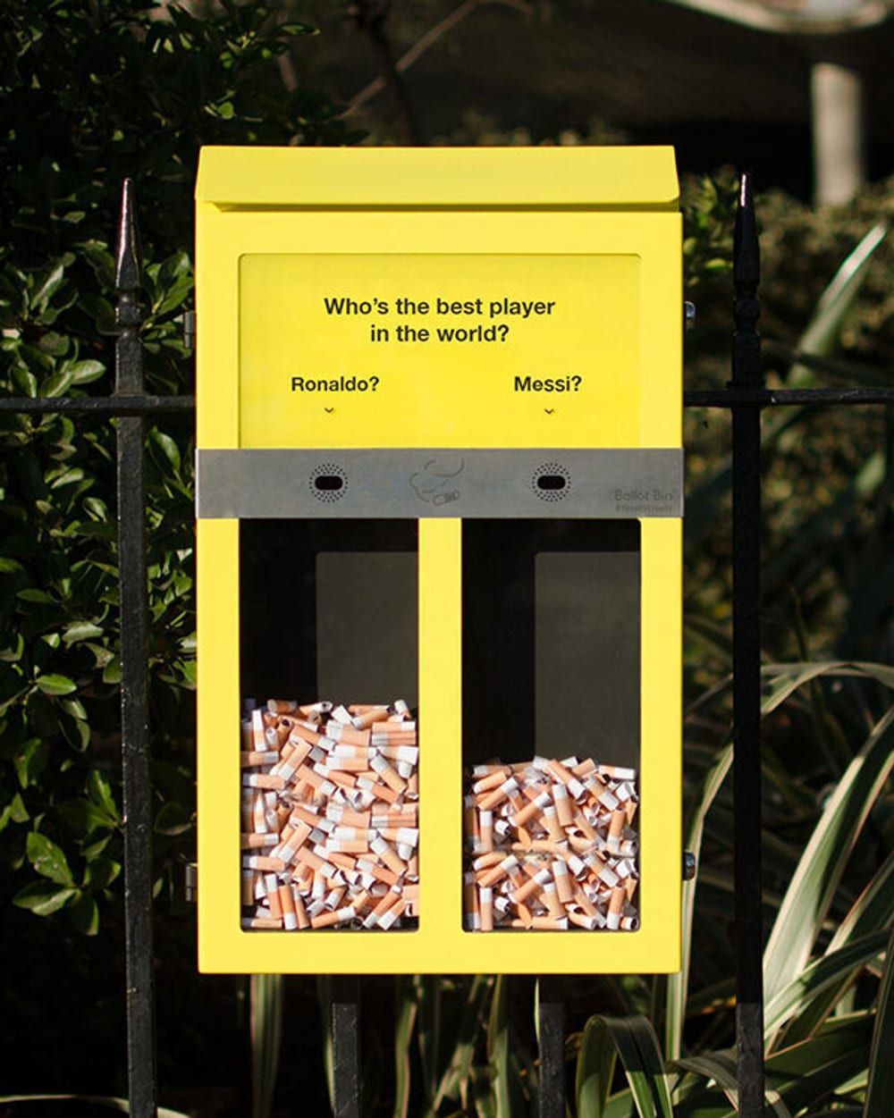 One of Hubbub's Ballot Bins asking whether Ronaldo or Messi is the best football player in the world.